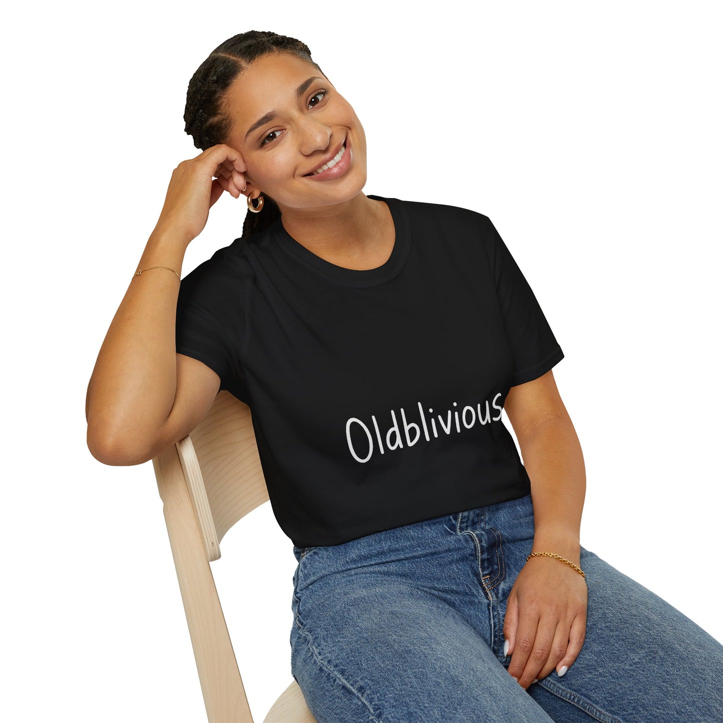 Oldblivious – Funny Handwritten Gag T-Shirt for the Humorously Out-of-Touch
