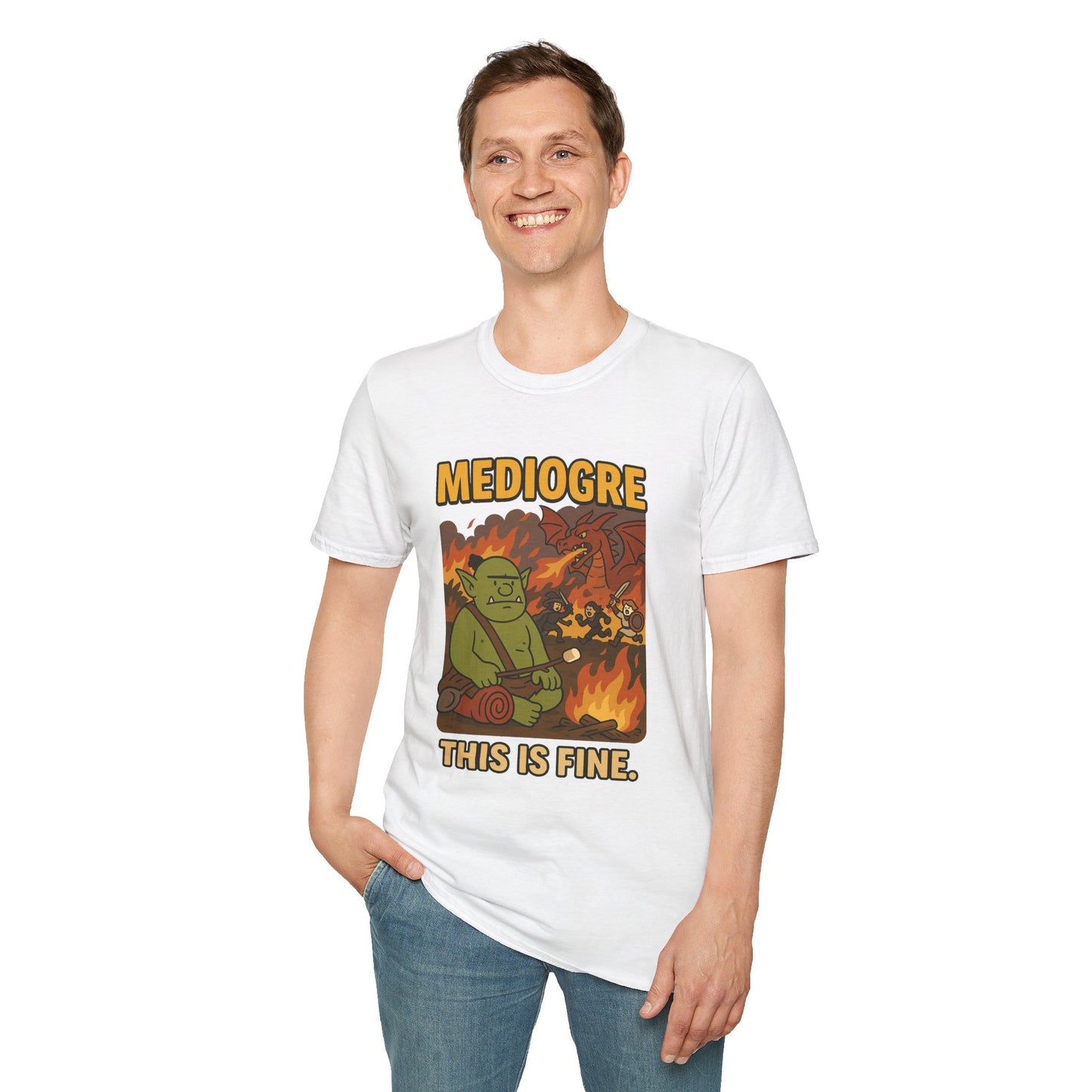 MediOgre – This Is Fine Tee - Funny Fantasy Unisex Softstyle T-Shirt