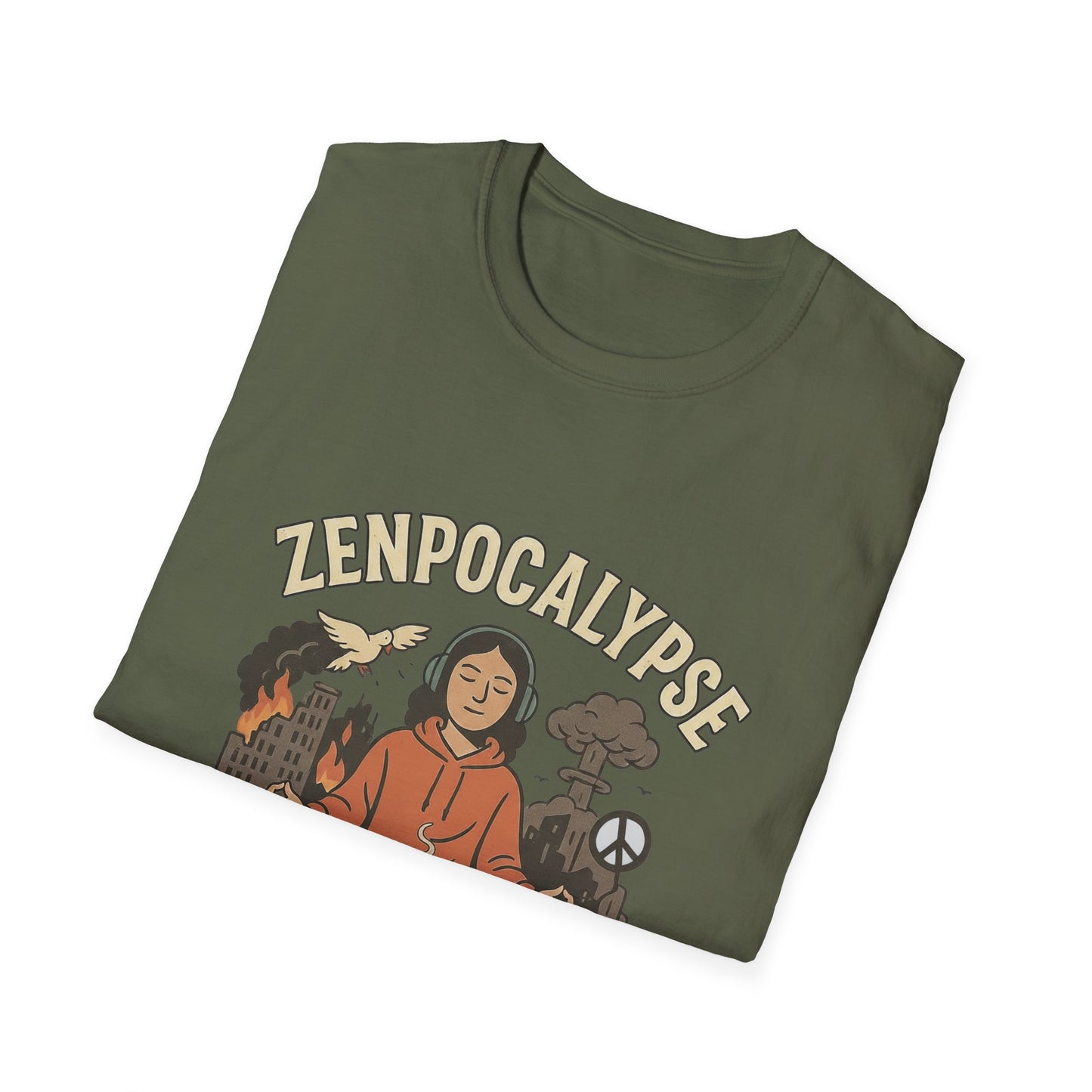 Zenpocalypse Unisex Softstyle T-Shirt | Relaxation & Mindfulness Tee for the End of the World