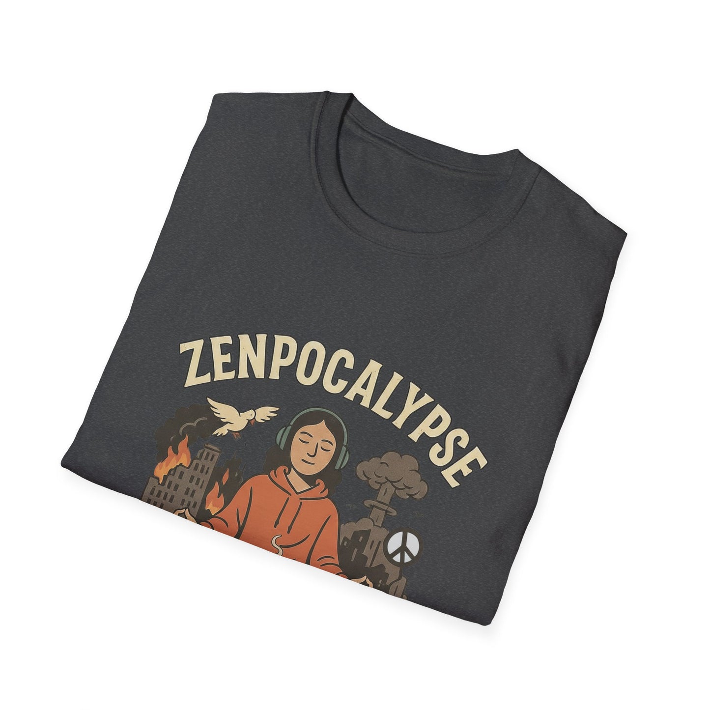 Zenpocalypse Unisex Softstyle T-Shirt | Relaxation & Mindfulness Tee for the End of the World
