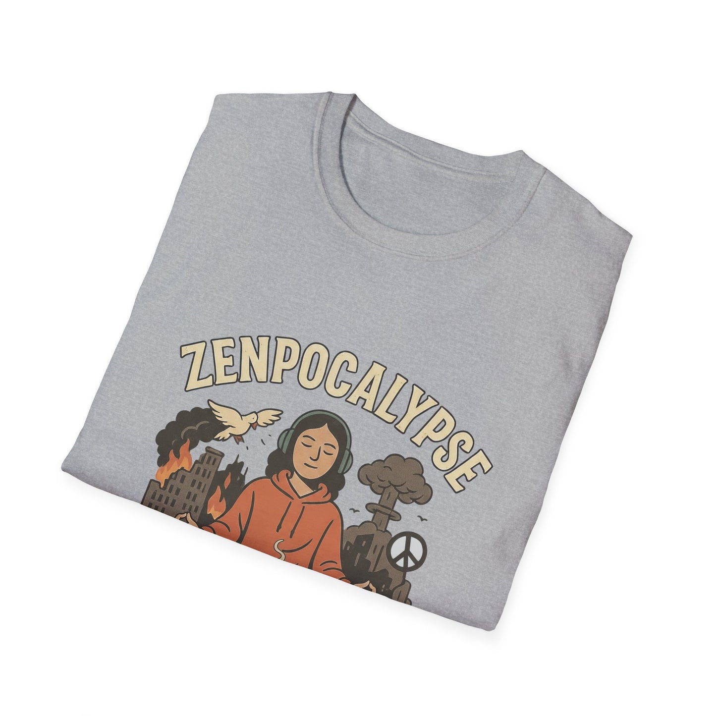 Zenpocalypse Unisex Softstyle T-Shirt | Relaxation & Mindfulness Tee for the End of the World