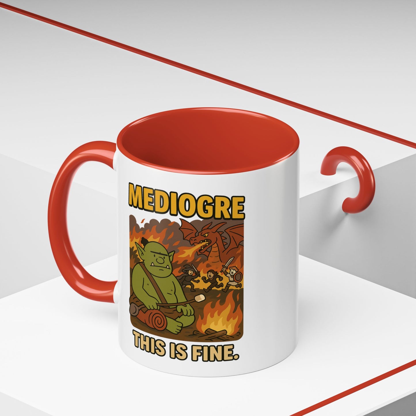 MediOgre – This Is Fine Coffee Mug - 11oz - Perfect for Coffee, Fantasy and Pun Enthusiasts!
