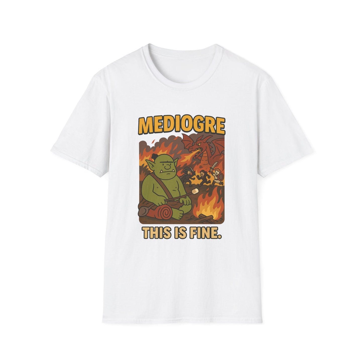 MediOgre – This Is Fine Tee - Funny Fantasy Unisex Softstyle T-Shirt