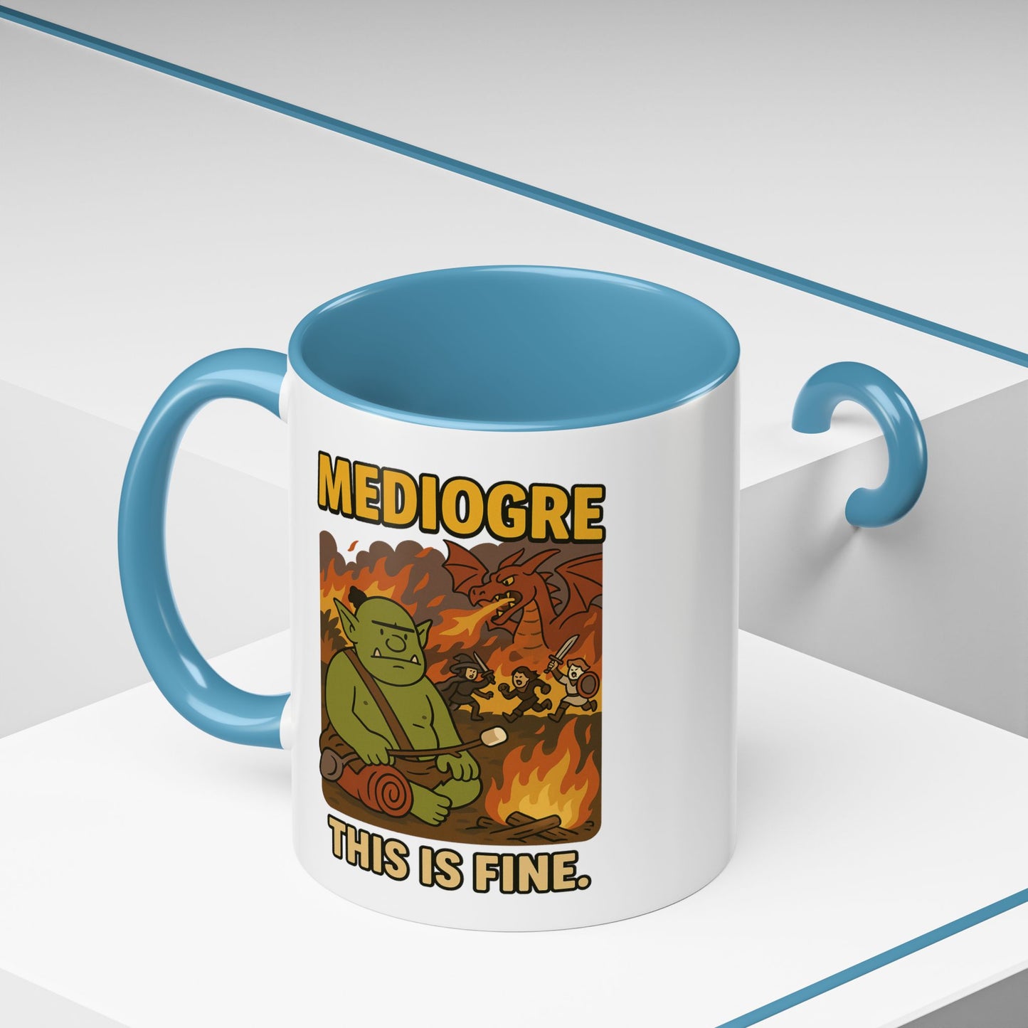MediOgre – This Is Fine Coffee Mug - 11oz - Perfect for Coffee, Fantasy and Pun Enthusiasts!