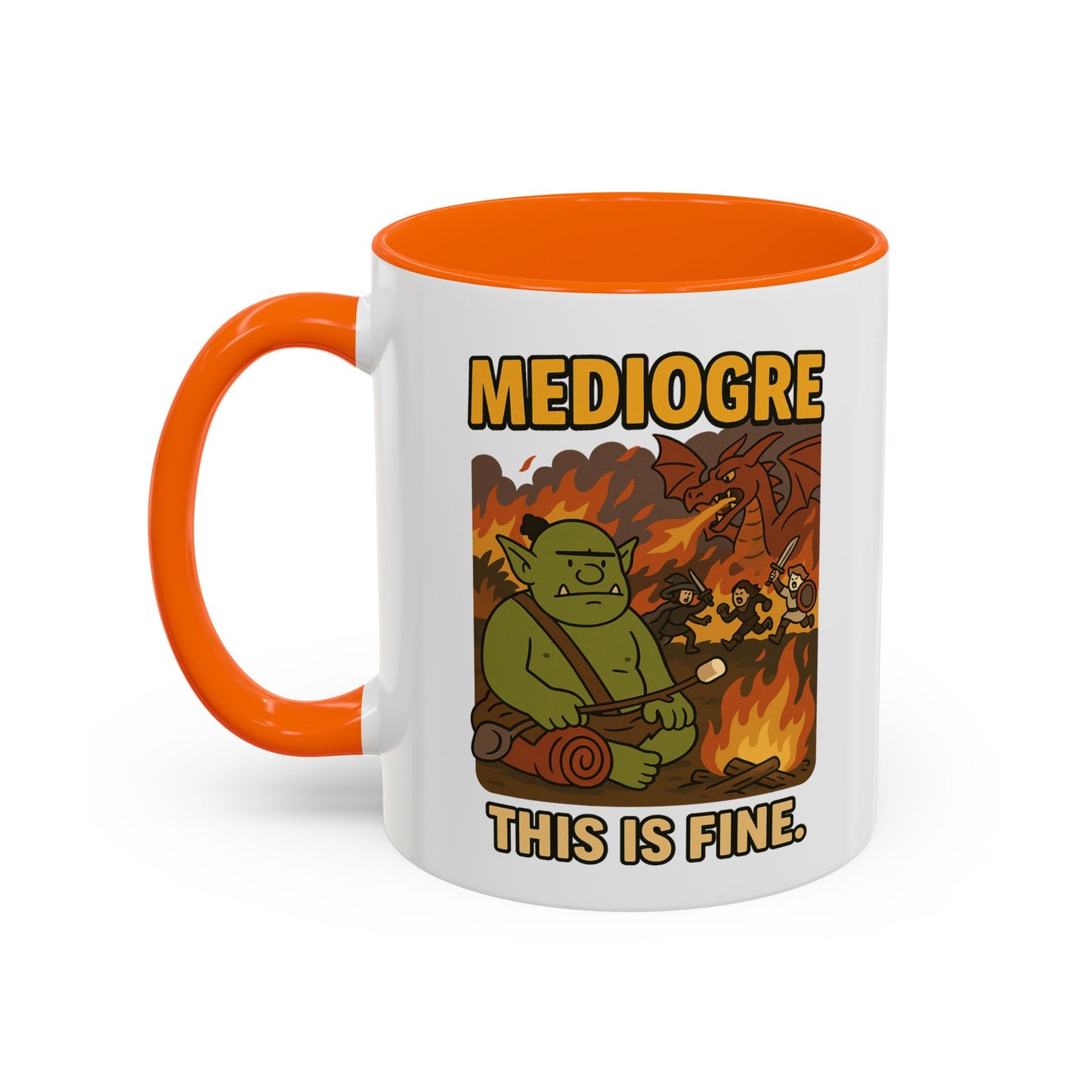 MediOgre – This Is Fine Coffee Mug - 11oz - Perfect for Coffee, Fantasy and Pun Enthusiasts!