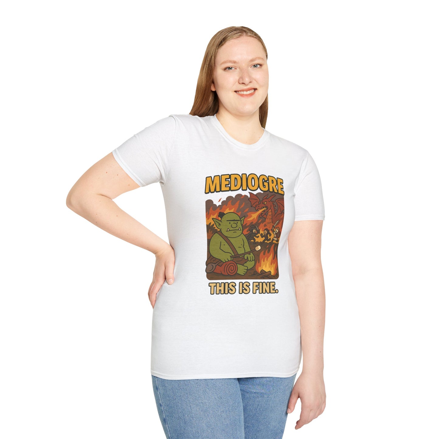 MediOgre – This Is Fine Tee - Funny Fantasy Unisex Softstyle T-Shirt