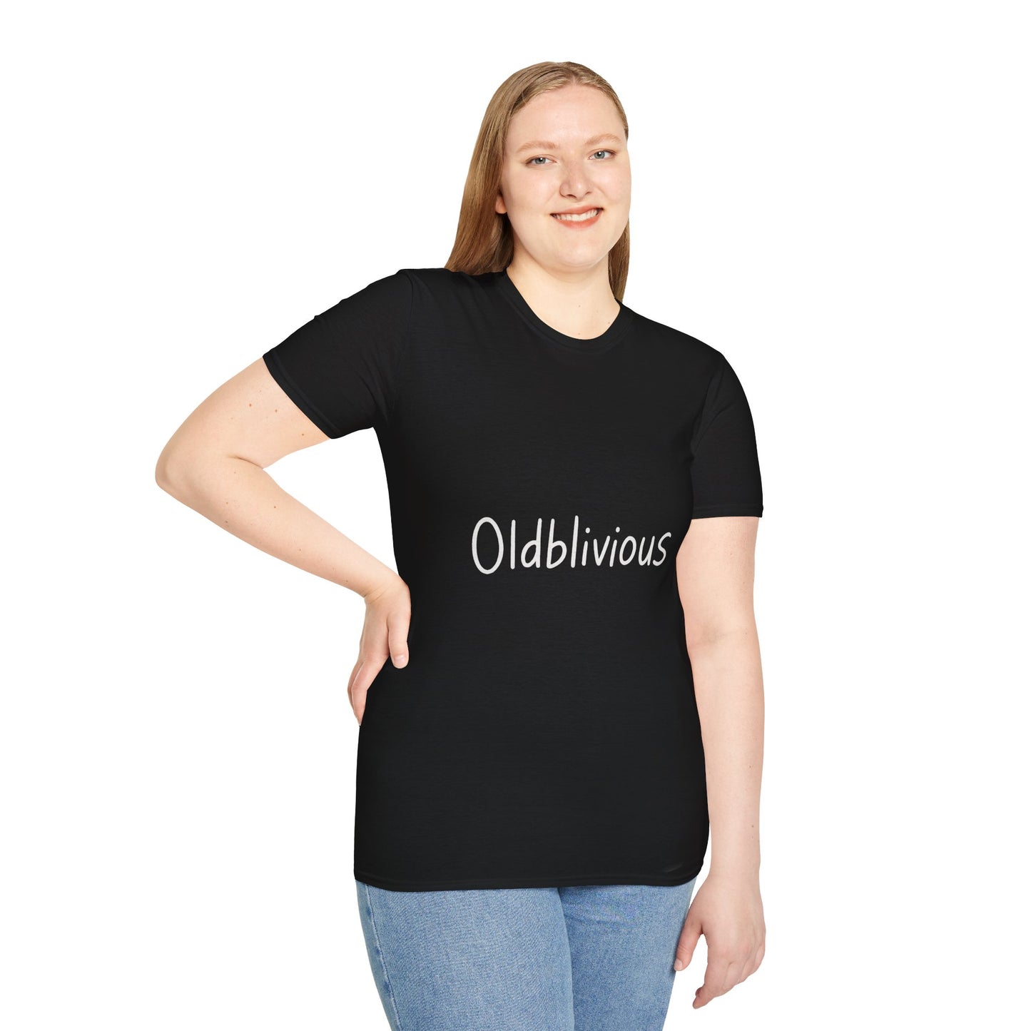Oldblivious – Funny Handwritten Gag T-Shirt for the Humorously Out-of-Touch