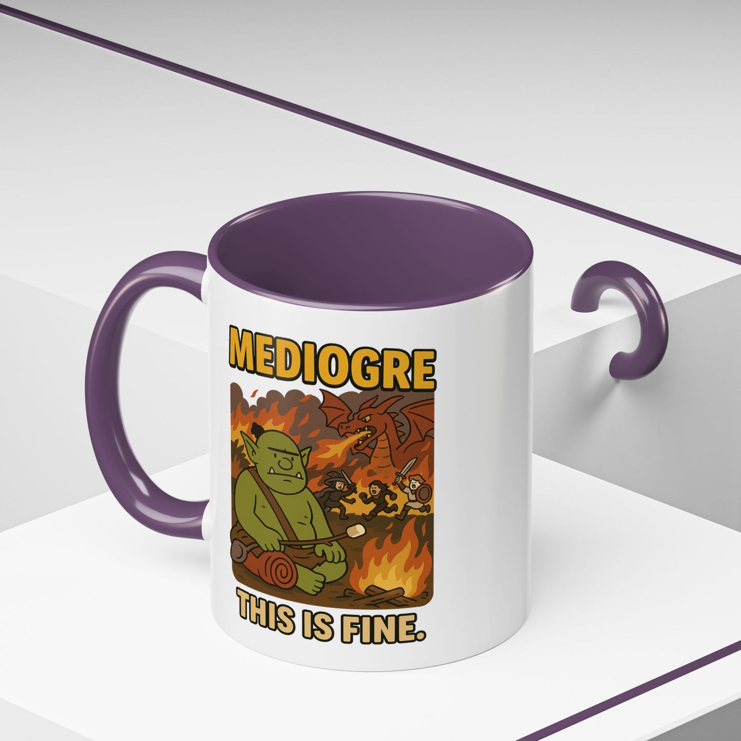 MediOgre – This Is Fine Coffee Mug - 11oz - Perfect for Coffee, Fantasy and Pun Enthusiasts!