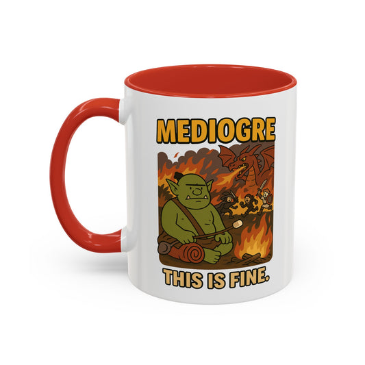 MediOgre – This Is Fine Coffee Mug - 11oz - Perfect for Coffee, Fantasy and Pun Enthusiasts!