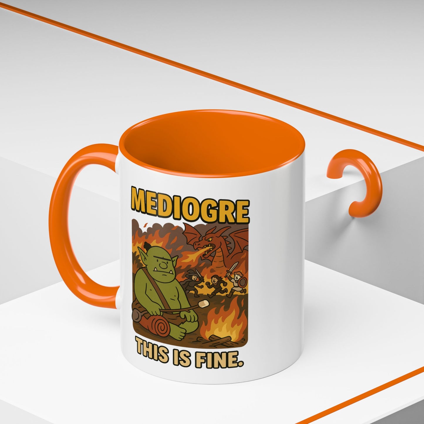 MediOgre – This Is Fine Coffee Mug - 11oz - Perfect for Coffee, Fantasy and Pun Enthusiasts!