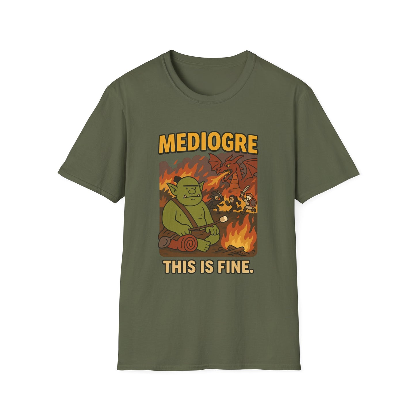 MediOgre – This Is Fine Tee - Funny Fantasy Unisex Softstyle T-Shirt