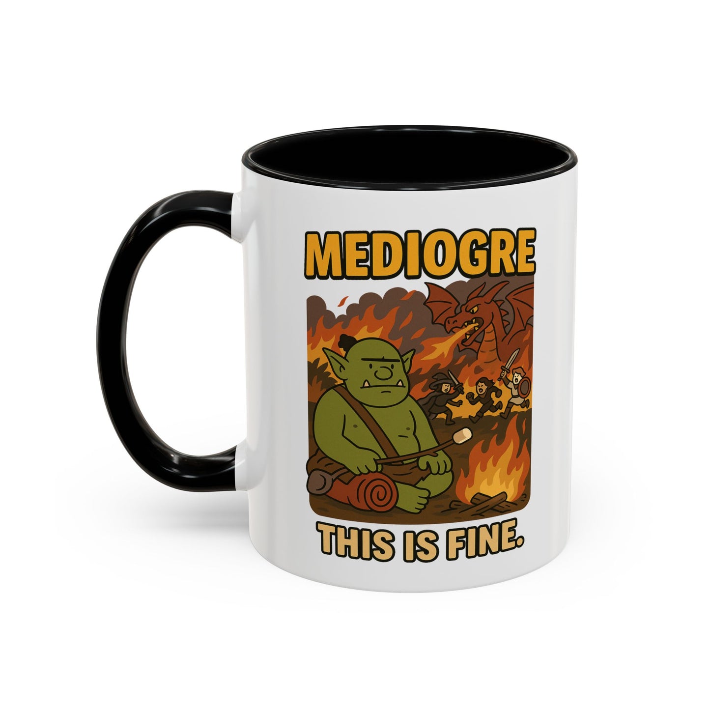 MediOgre – This Is Fine Coffee Mug - 11oz - Perfect for Coffee, Fantasy and Pun Enthusiasts!