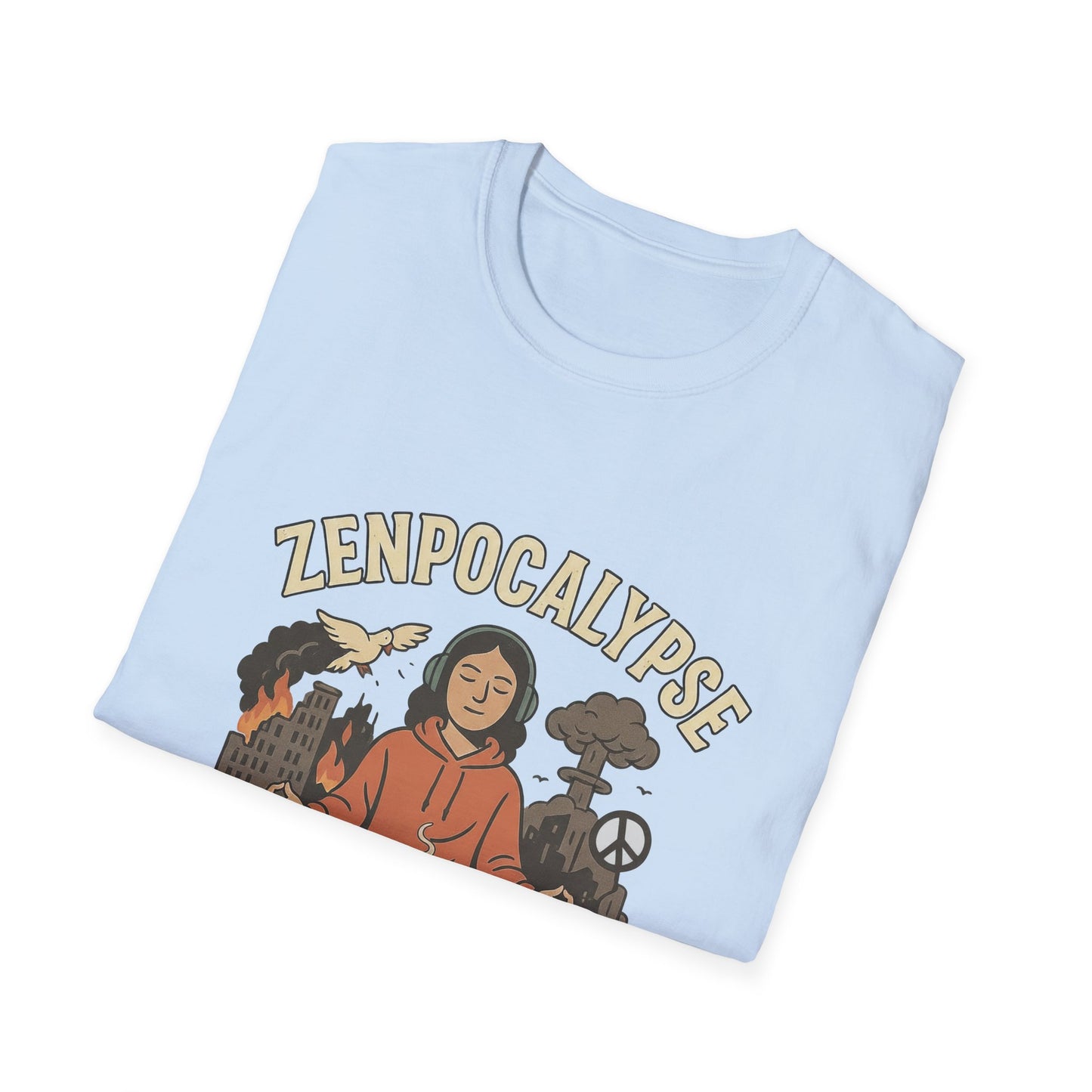 Zenpocalypse Unisex Softstyle T-Shirt | Relaxation & Mindfulness Tee for the End of the World