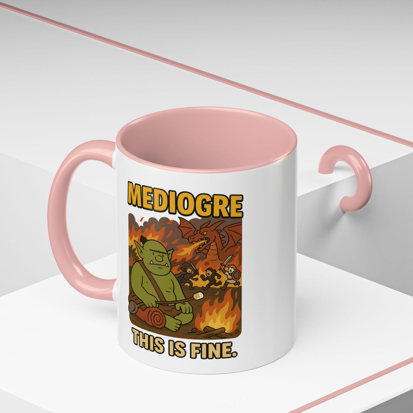 MediOgre – This Is Fine Coffee Mug - 11oz - Perfect for Coffee, Fantasy and Pun Enthusiasts!