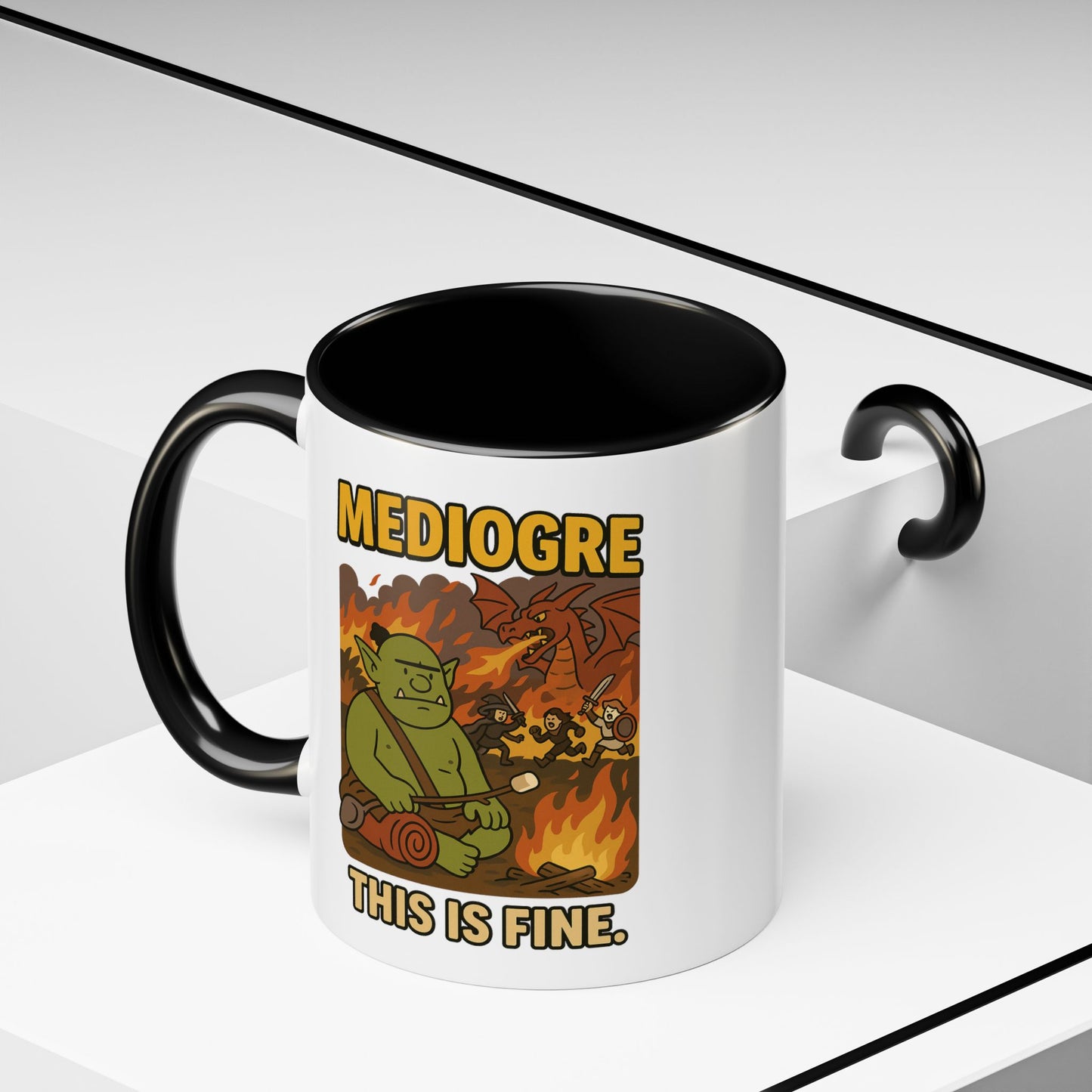 MediOgre – This Is Fine Coffee Mug - 11oz - Perfect for Coffee, Fantasy and Pun Enthusiasts!