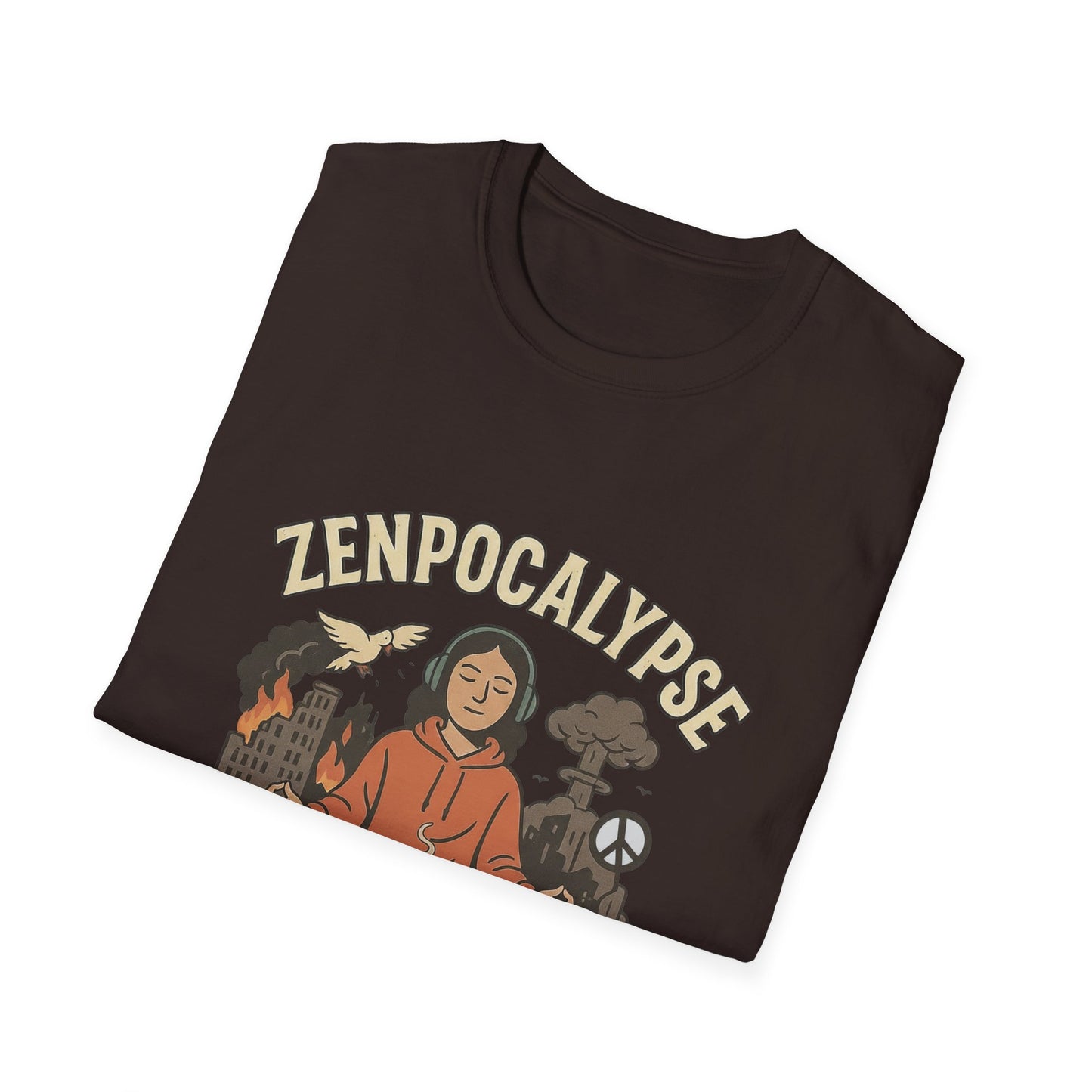 Zenpocalypse Unisex Softstyle T-Shirt | Relaxation & Mindfulness Tee for the End of the World
