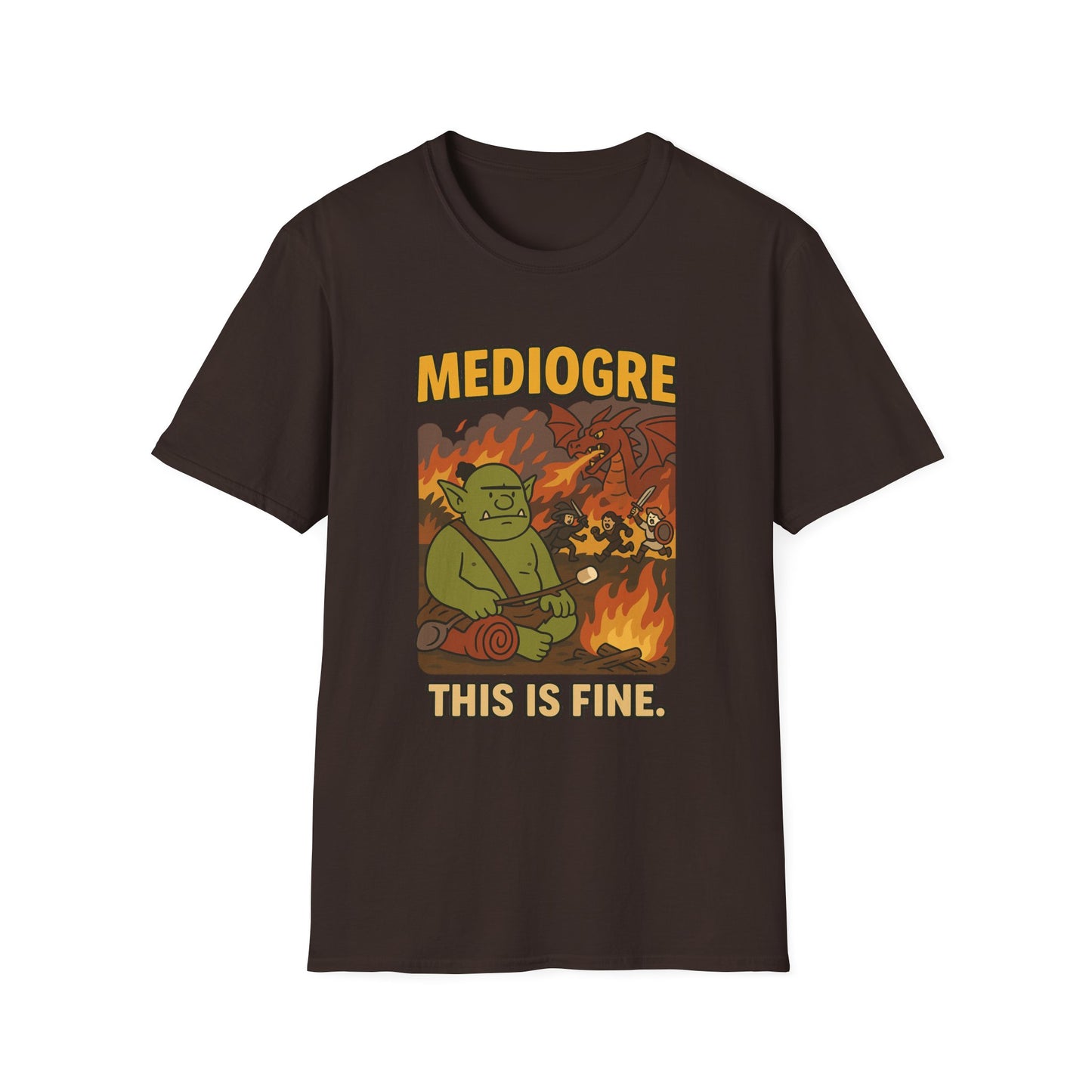 MediOgre – This Is Fine Tee - Funny Fantasy Unisex Softstyle T-Shirt